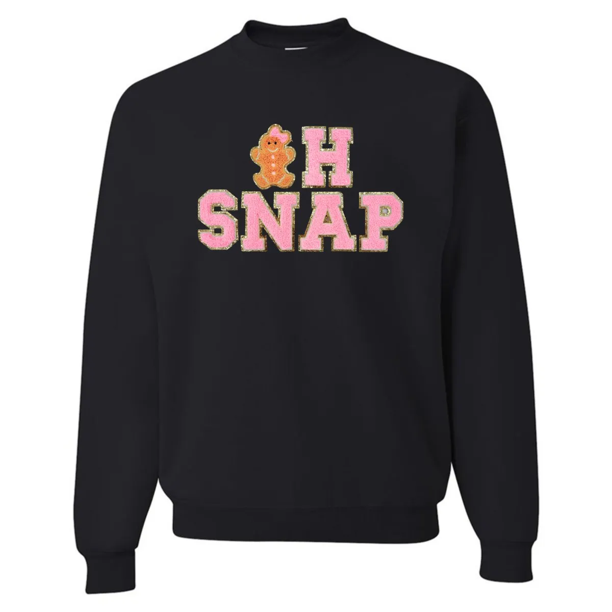 'Oh Snap' Letter Patch Crewneck Sweatshirt