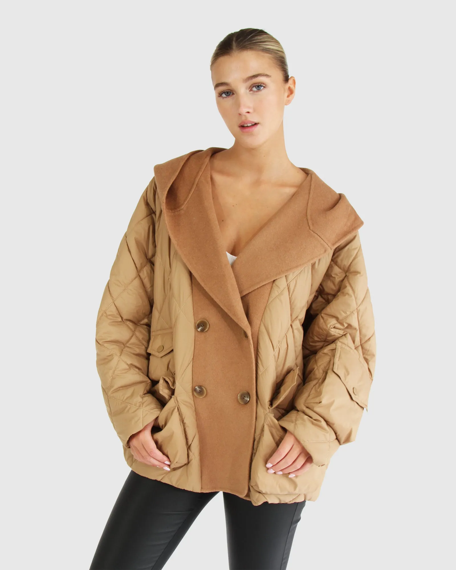 Only You Quilted Utility Jacket - Camel