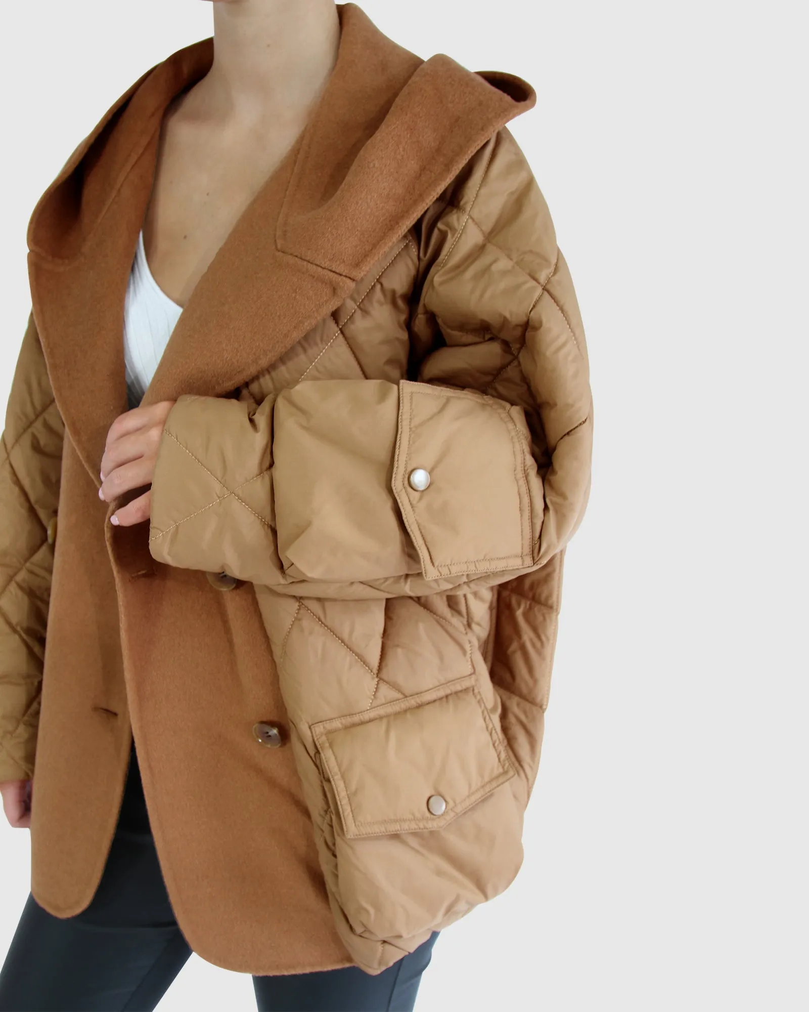 Only You Quilted Utility Jacket - Camel