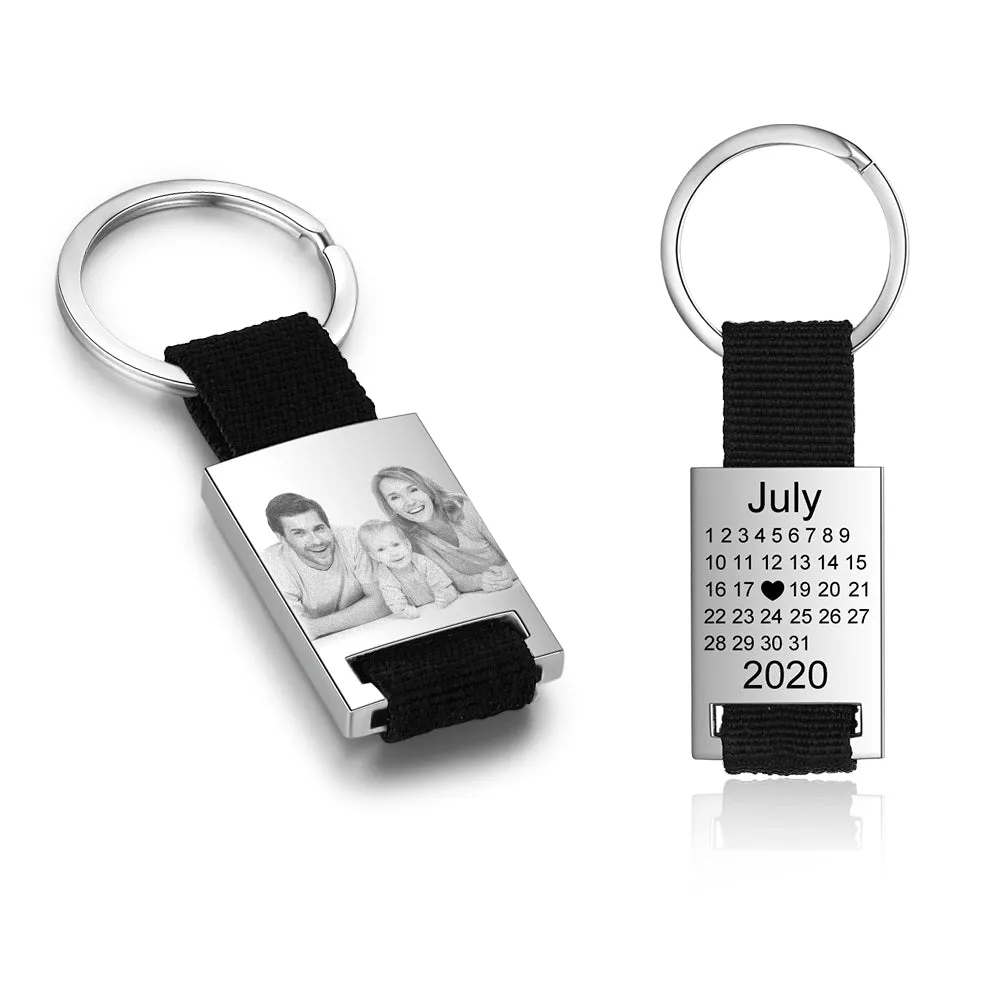 Personalized Calendar Keychain- Custom Date & Picture Calendar Keychain Gift for Dad