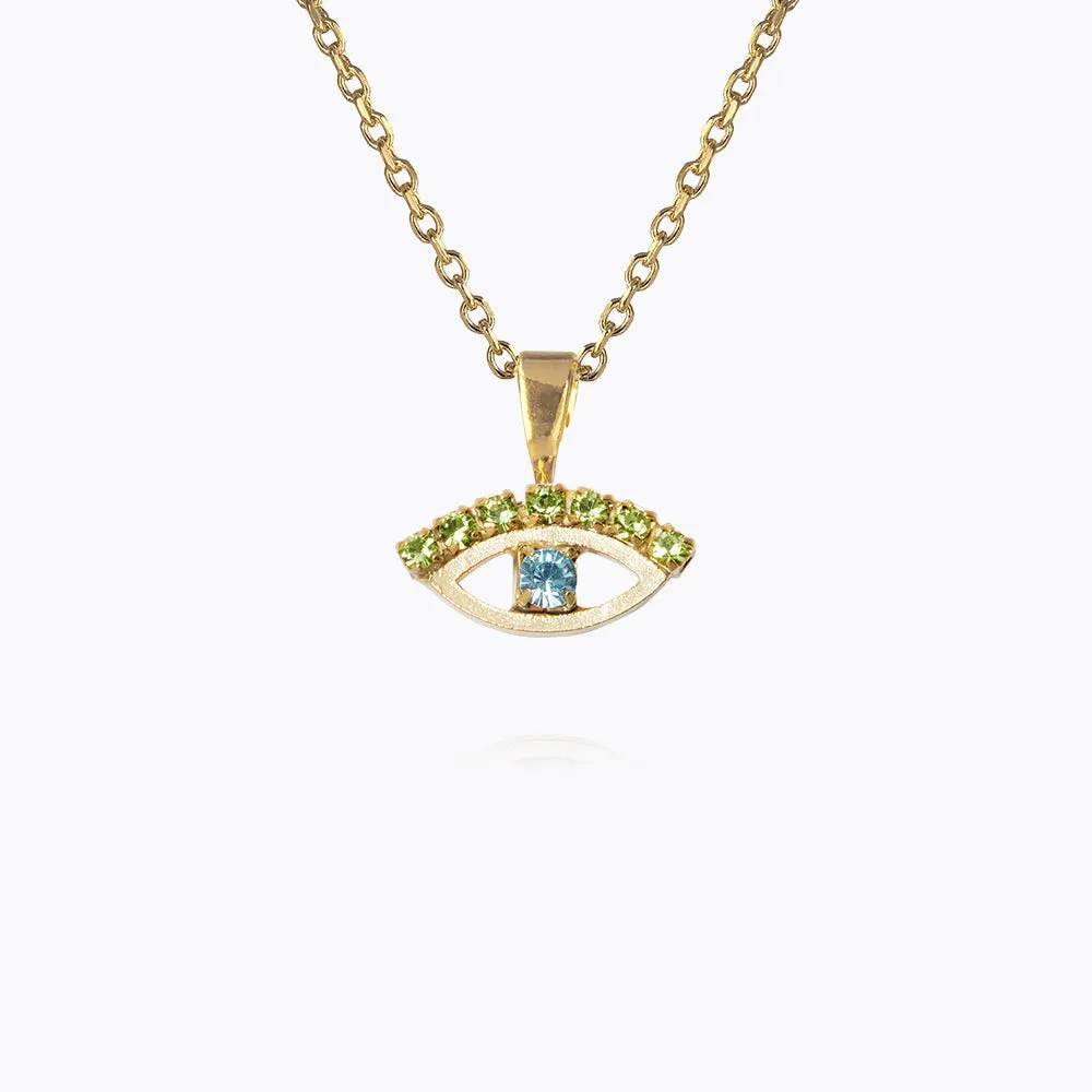 Petite Greek Eye Necklace / Green   Blue