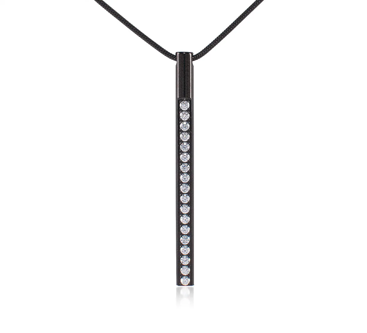 PT318W B.Tiff Pave Stainless Steel Bar Pendant