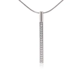 PT318W B.Tiff Pave Stainless Steel Bar Pendant