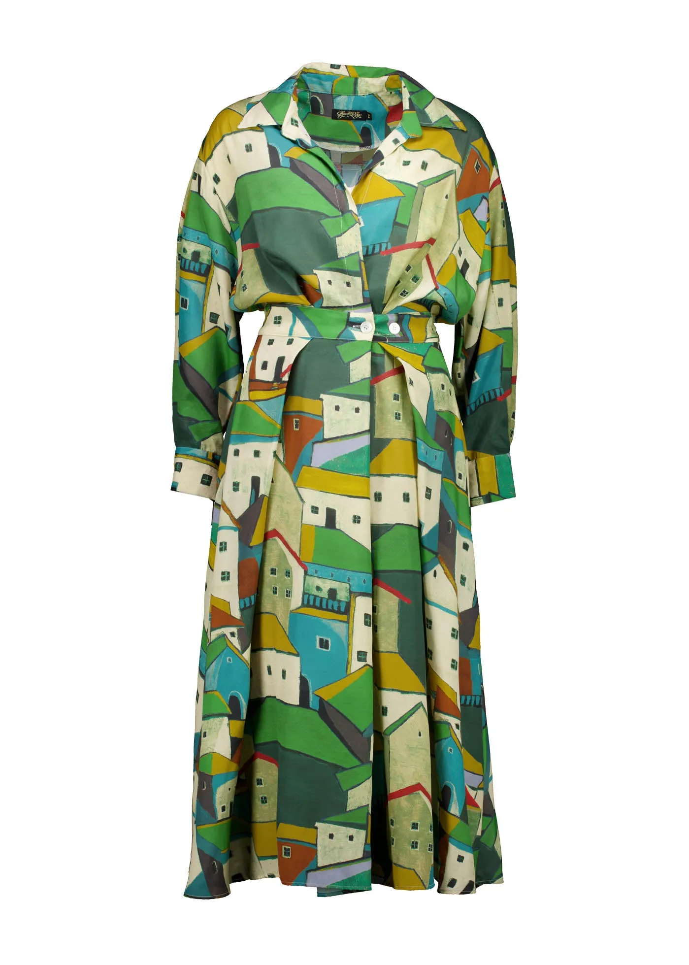 Pueblito Parisian Wrap Dress Green in Viscose