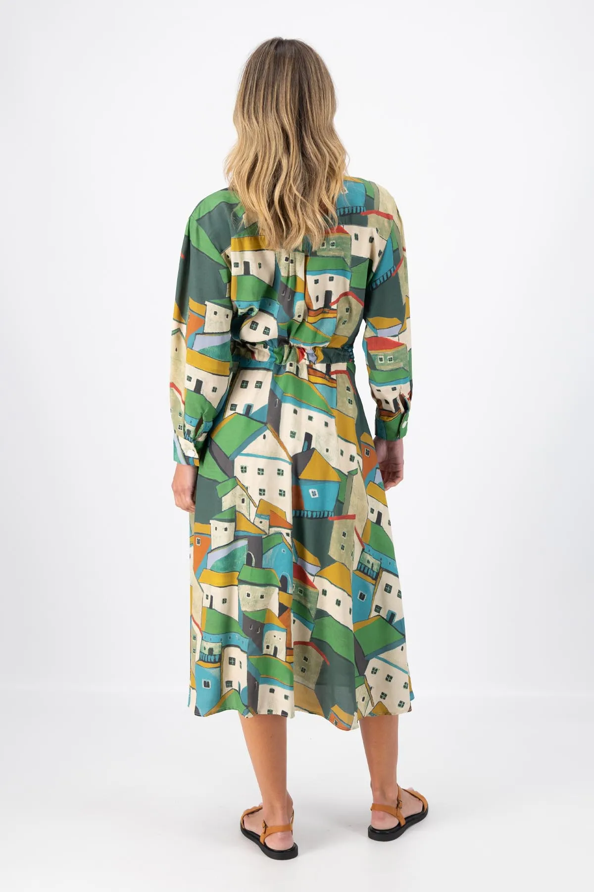 Pueblito Parisian Wrap Dress Green in Viscose