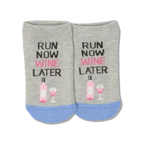 "Run Now Wine Later" Ankle Socks by Hot Sox - Medium