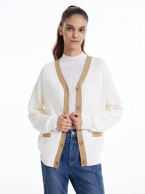 Single-Breasted Wool And Silk-Blend Women Cardigan