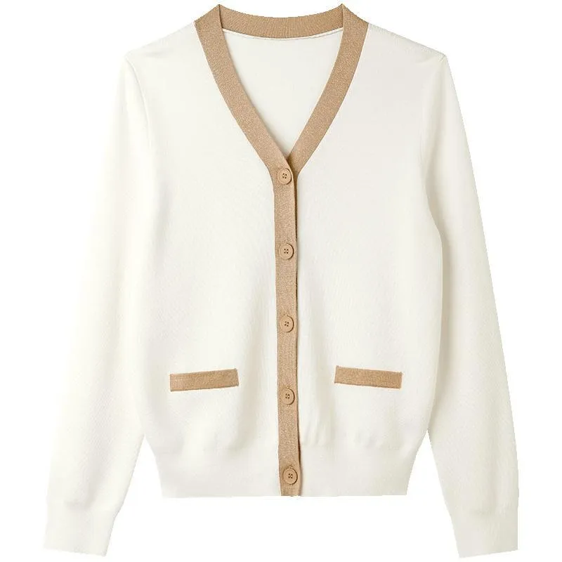 Single-Breasted Wool And Silk-Blend Women Cardigan