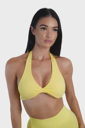 TWIST HALTER BRA - YELLOW