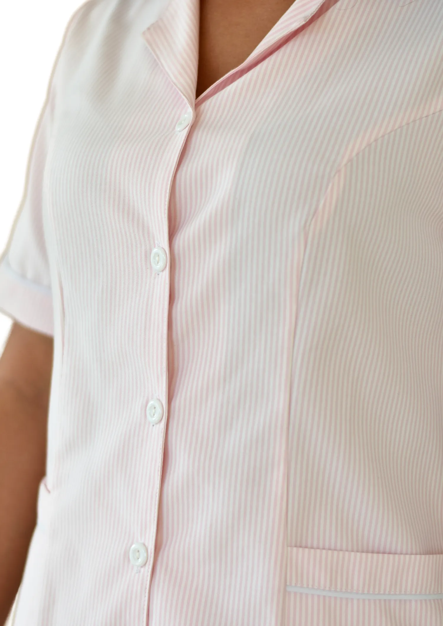 Uniforme de Bermuda - Oxford Rayas Rosadas