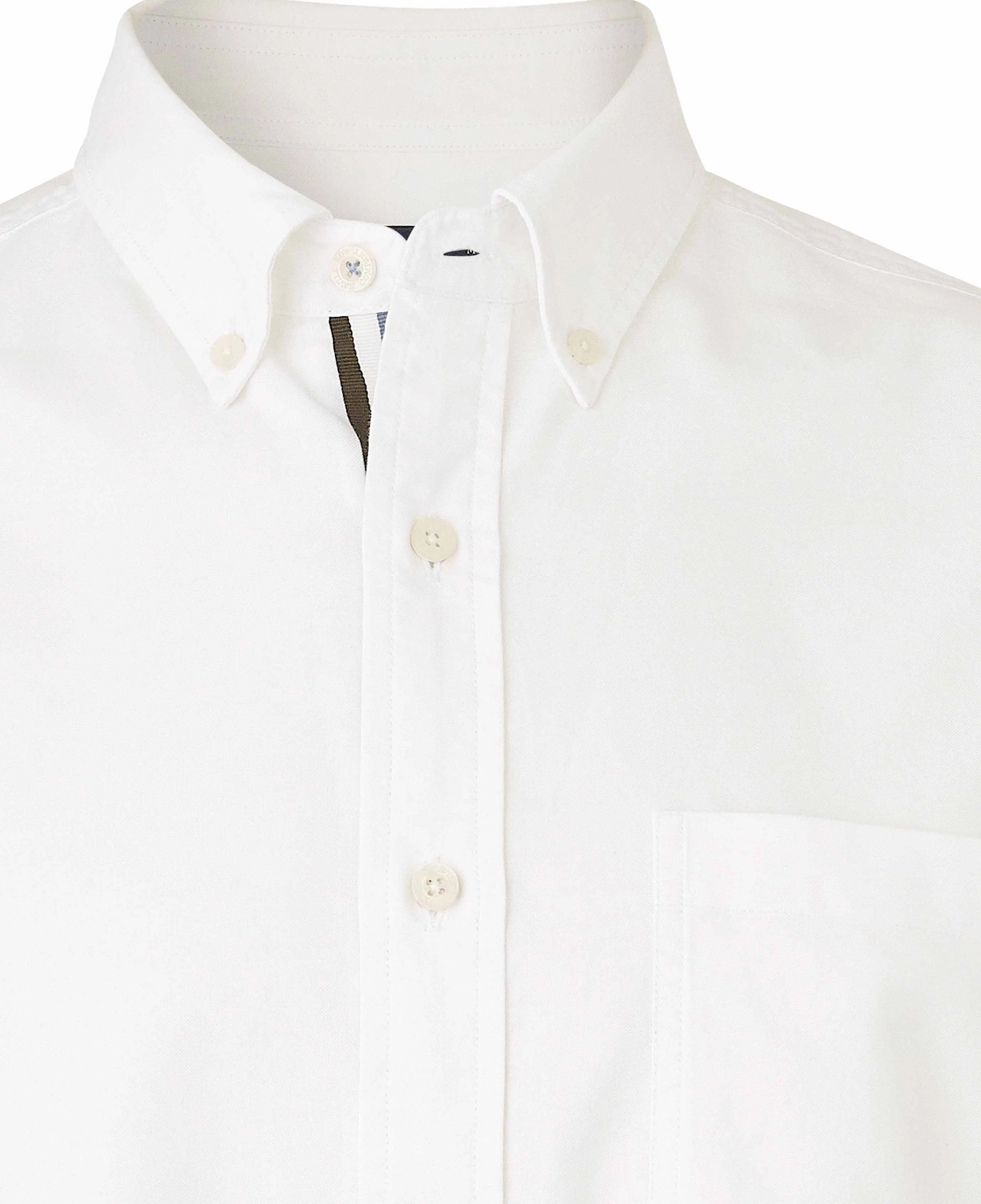 White Button-Down Classic Fit Oxford Shirt - Stripe Contrast Detail