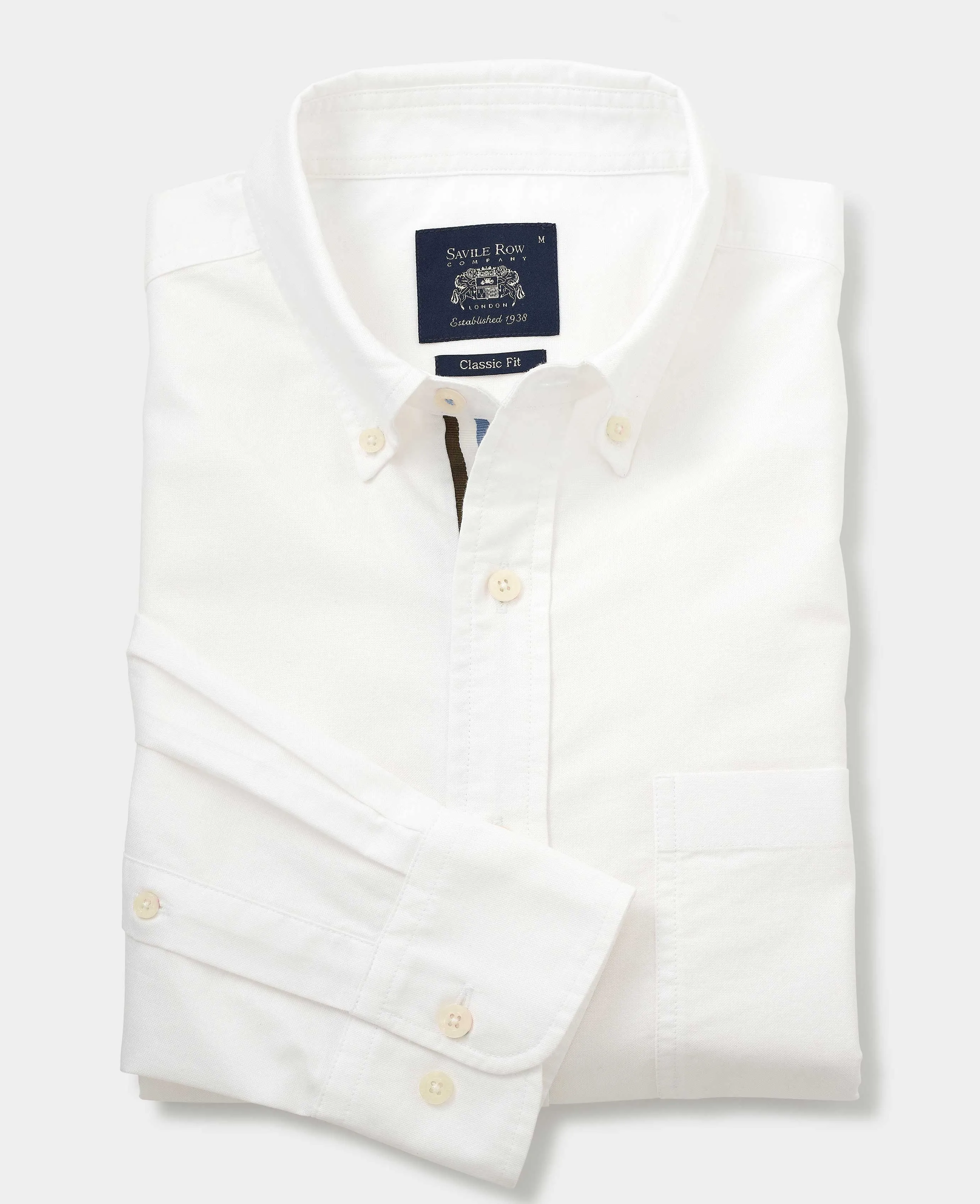 White Button-Down Classic Fit Oxford Shirt - Stripe Contrast Detail