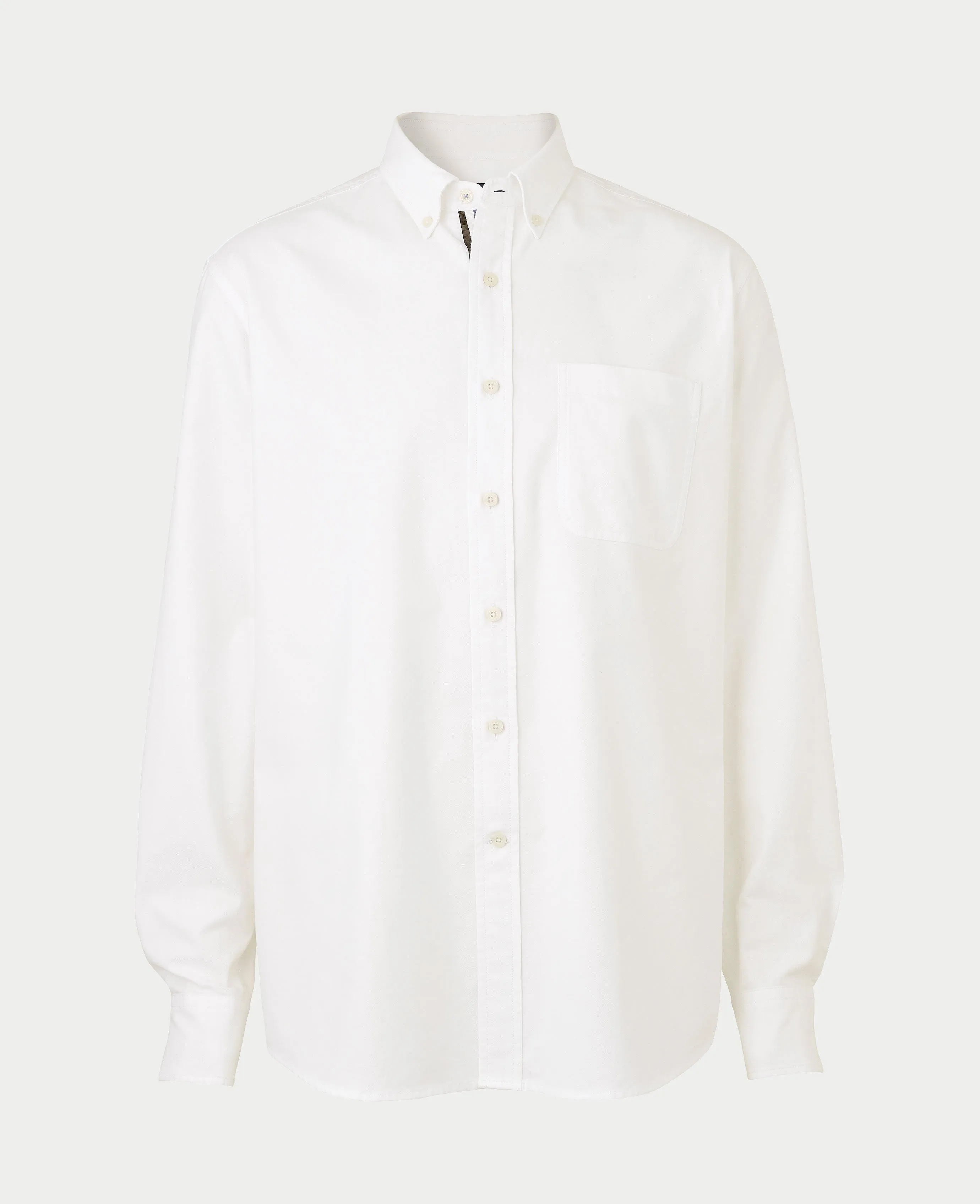 White Button-Down Classic Fit Oxford Shirt - Stripe Contrast Detail