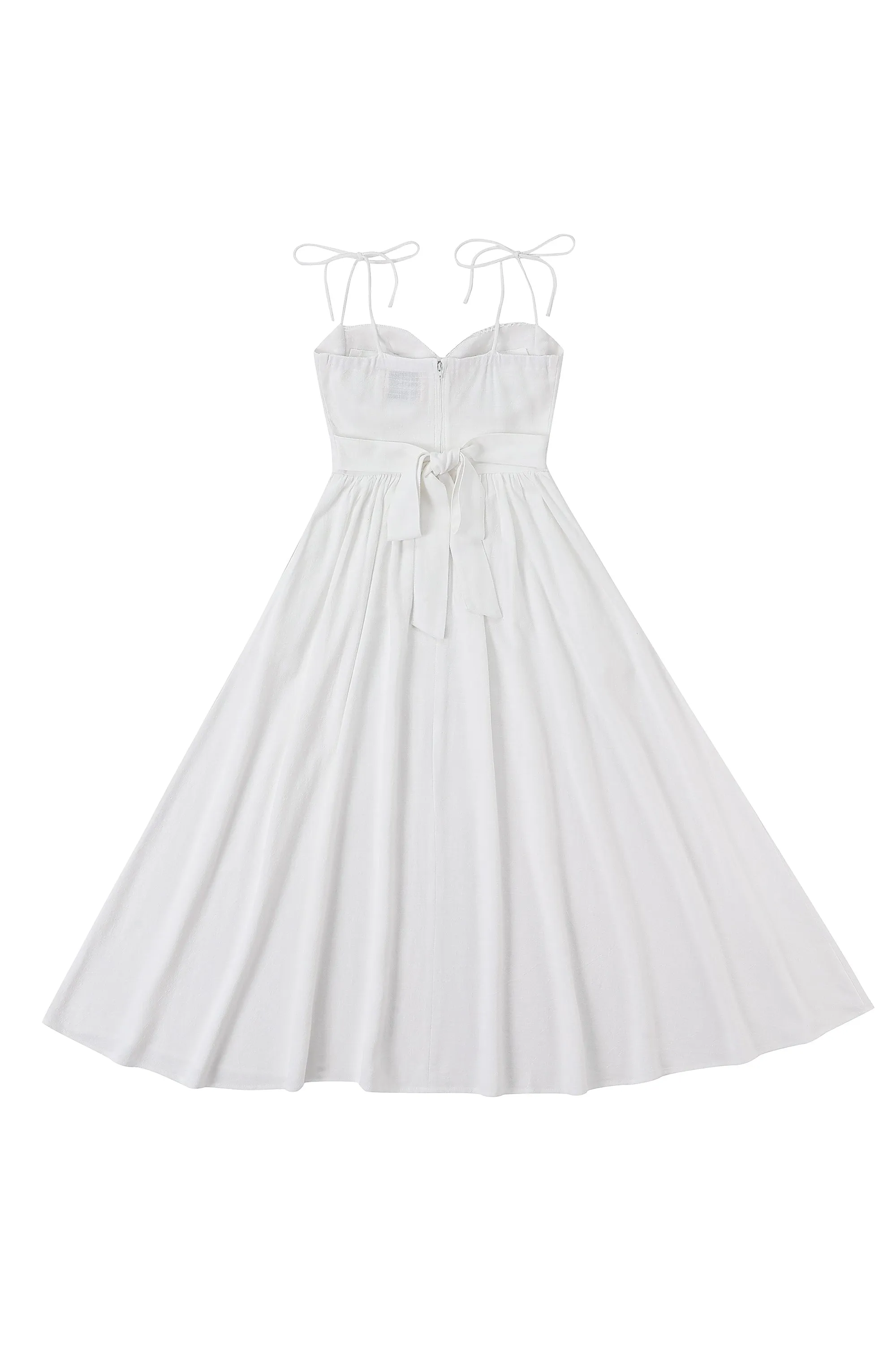 White Linen French Cup Dress