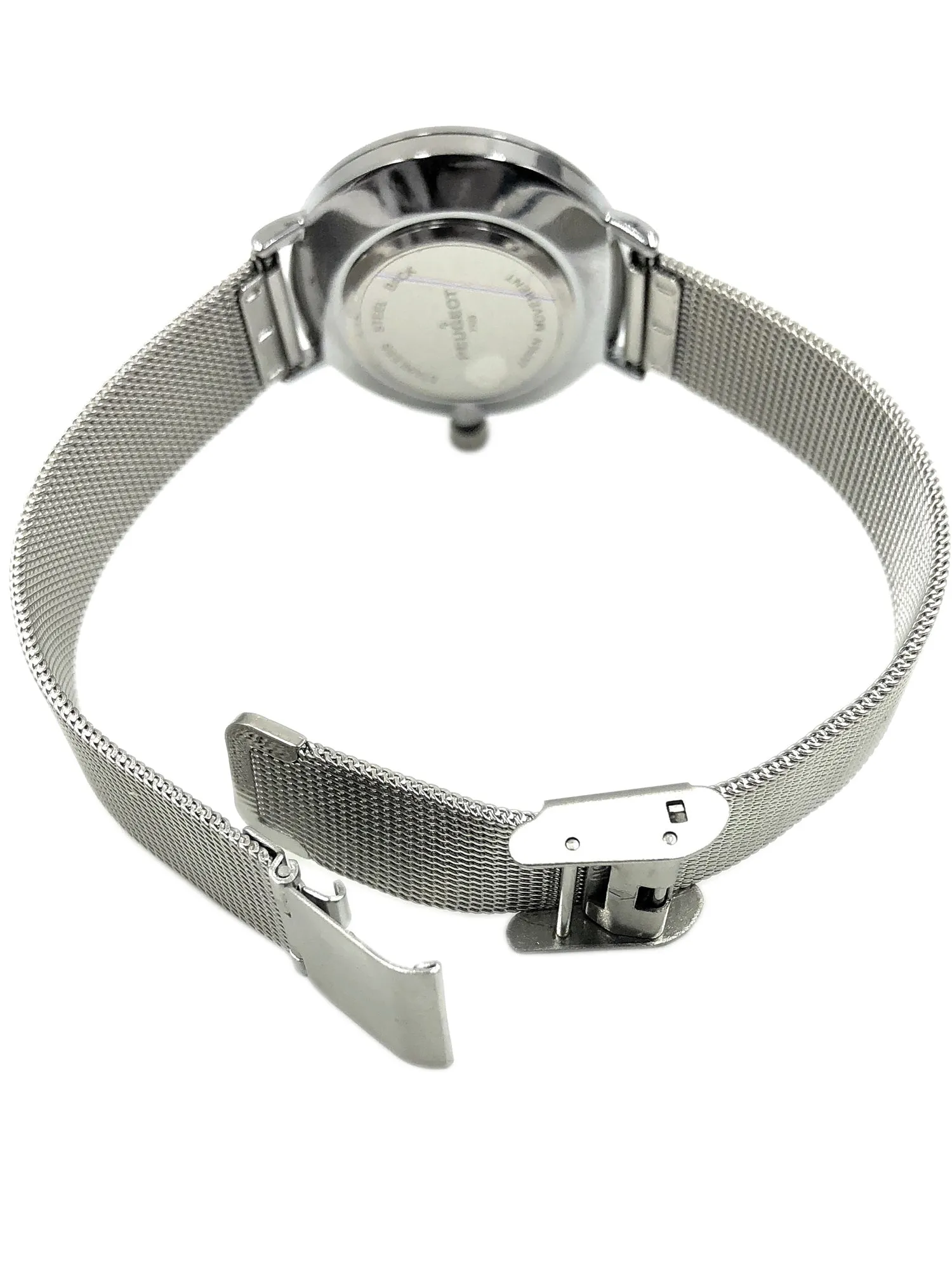 Women's 30mm Black Sleek Stainless Steel Mesh Band Watch