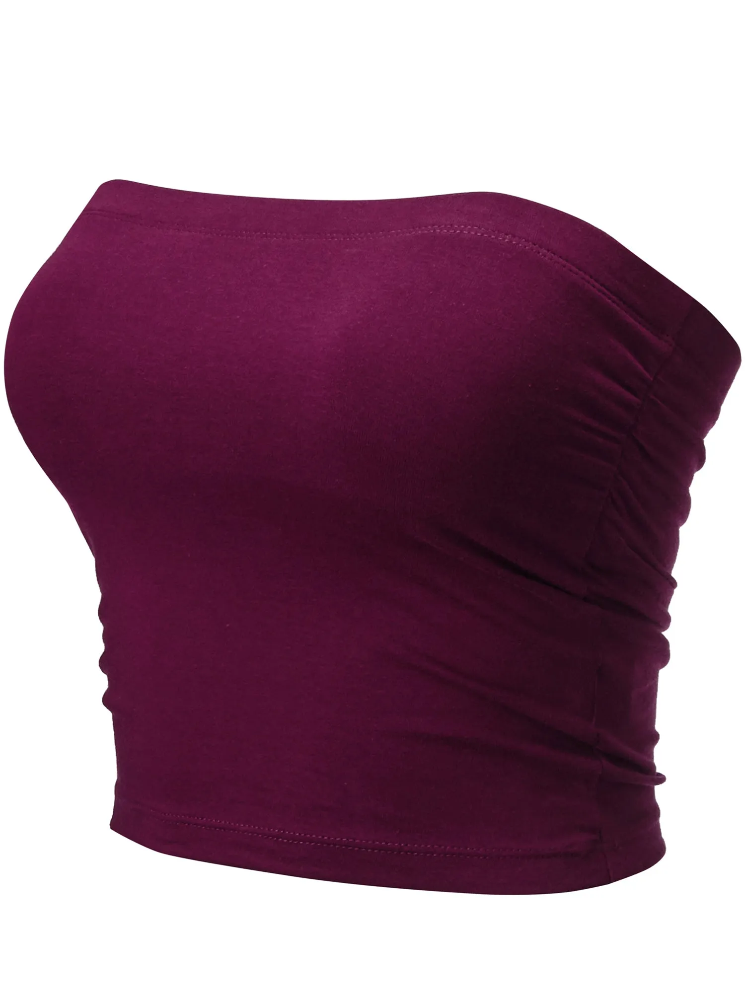 Women's Strapless Bandeau Double Layered Basic Casual Tube Top (FWT1087)