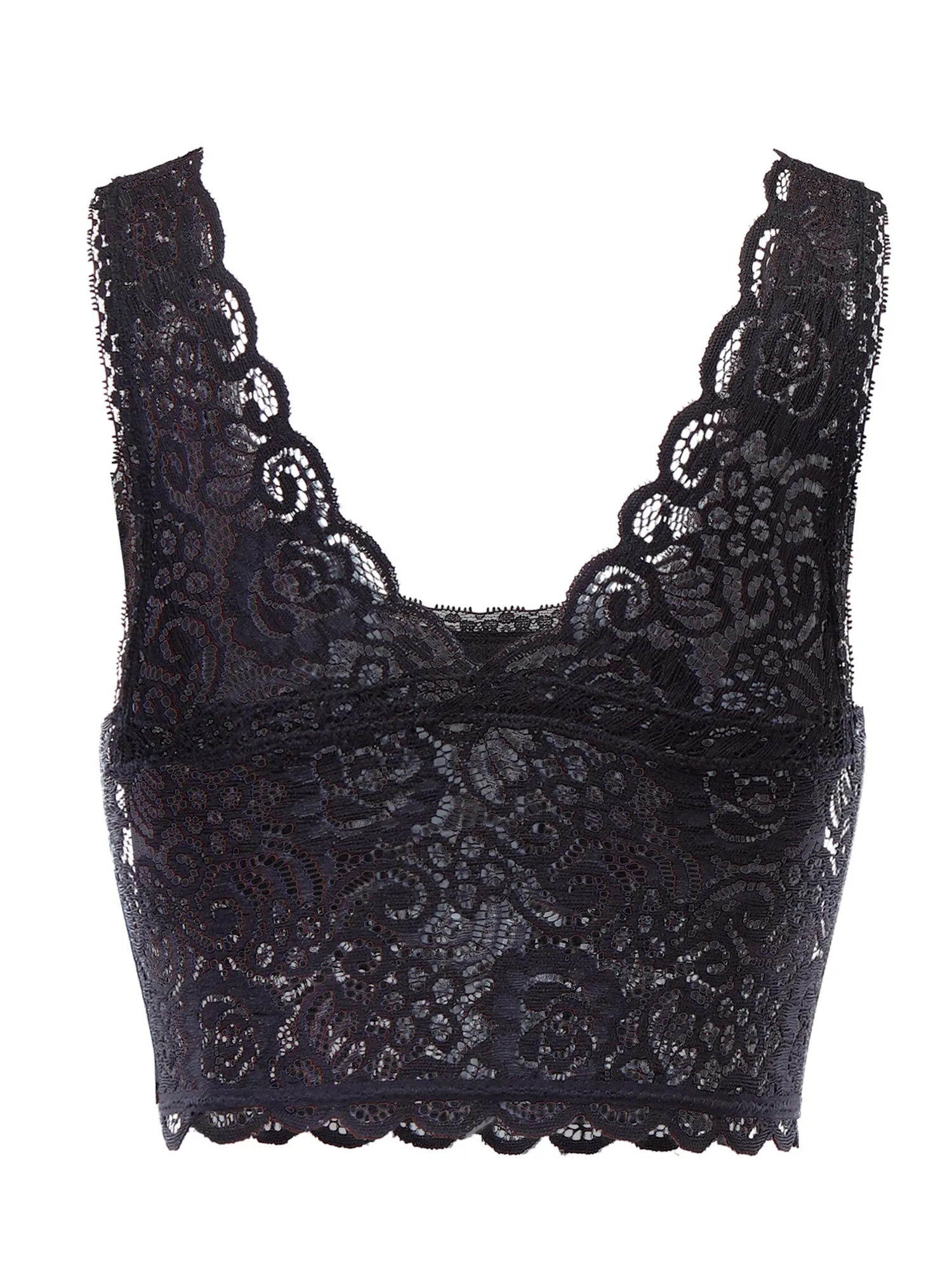 Women's Stretchy Lace Bralette Removable Padded Bra Top (FWL1026)